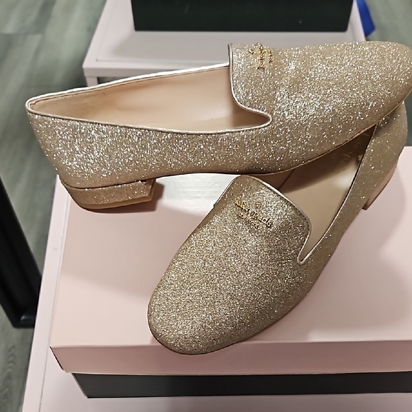 KATE SPADE Gold Glitter Loafers - Picture 3 of 6